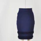 Most popular blue knit bodyconmaxi skirt with tassel stripe