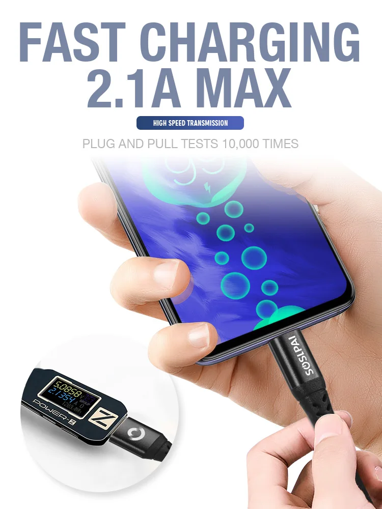 SOSLPAI original mobile usb data cable nylon weave 2.1a usb phone charger cable for apple data cable - ANKUX.COM