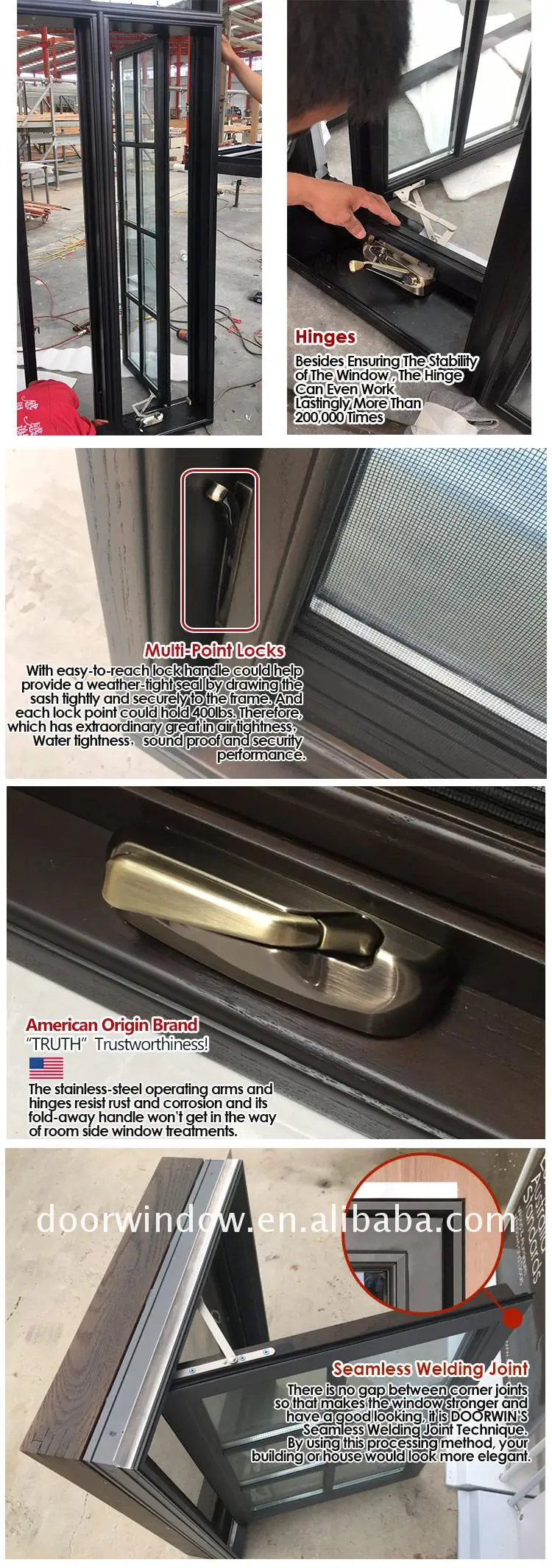 Factory custom awning style crank window american grill design