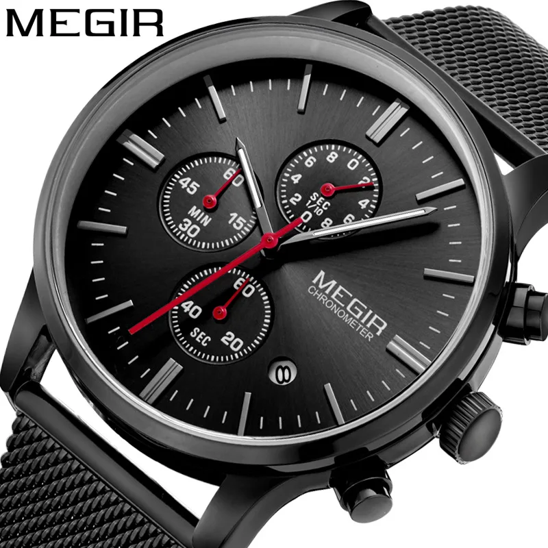 Megir 2011G Multi-Function Waterproof Sports Stainless Steel Mesh Strap Quartz Wrist Watch Men Luxury, As the picture
Megir 2011G Multi-Function Waterproof Sports Stainless Steel Mesh Strap Quartz Wrist Watch Men Luxury, As the picture