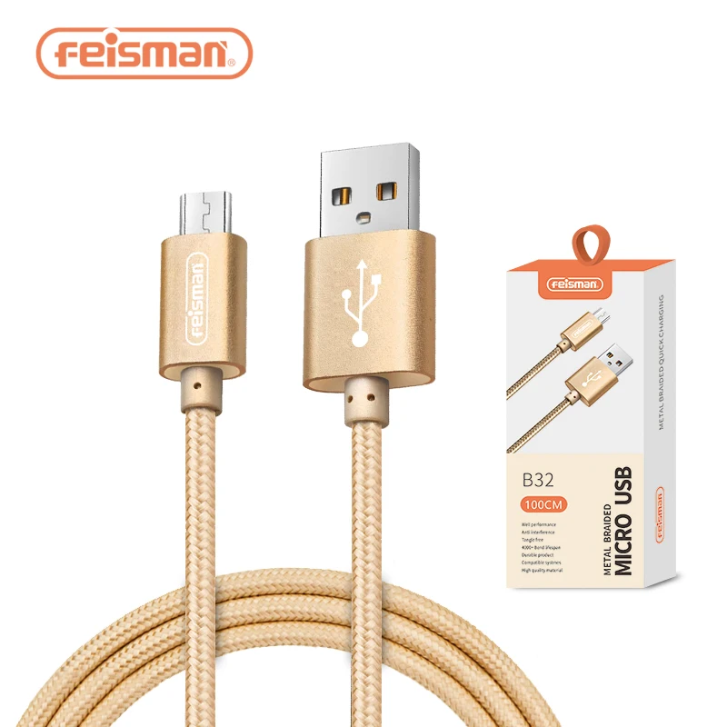 

Feisman 3ft 6ft 10ft Gold Plated Nylon Braided Micro USB Charging Charger Cable for Android Samsung LG Motorola HTC Nokia, Gray;red;gold;rose gold