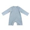 baby girl rompers baby blue ribbing stripes plain longsleeve stretchy Infant rompers