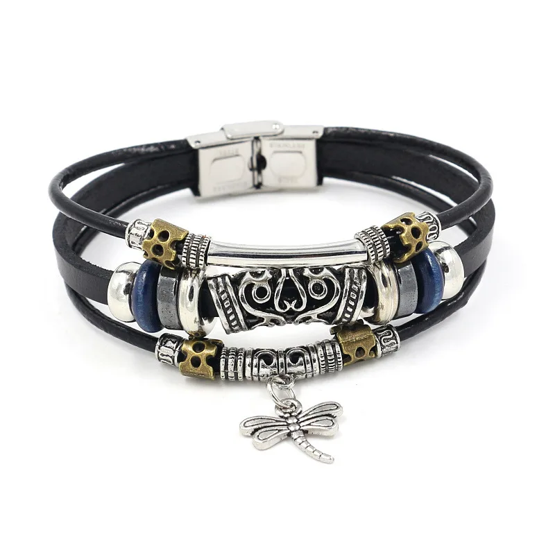 Alibaba Hot Selling Europe Dragonfly Charm Bracelet With Stainless Steel Clasp Bracelet DIY Leather Jewelry
Alibaba Hot Selling Europe Dragonfly Charm Bracelet With Stainless Steel Clasp Bracelet DIY Leather Jewelry