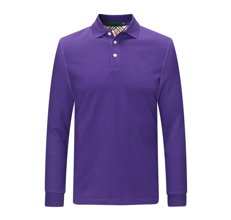 cheap long sleeve blank purple polo shirts customized logo wholesale china size for men 100% cotton custom club polo shirt