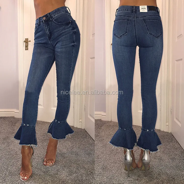 NS1946 Offre Spéciale Femmes Mode Trompette Pantalon Africain Dames Jeans