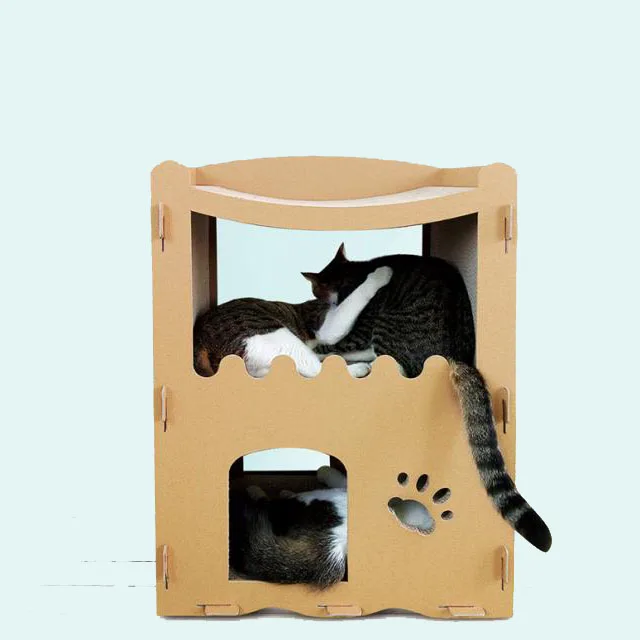 Corrugated cardboard cat house economical low price and high quality comfortable home