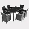Hot Sell All Weather 6 People Seats Outdoor Wicker Furniture Dining Table And Chair Rattan Dining Set