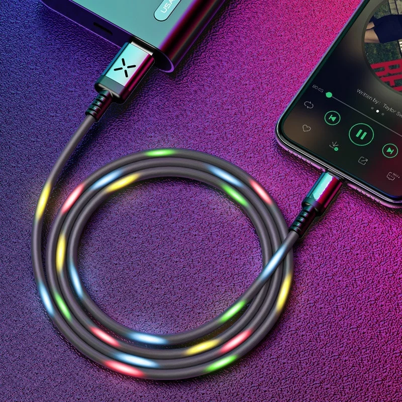 Volume Control Dance LED Light Flash Cable Data Sync 2A Fast Charging USB Cable - ANKUX.COM