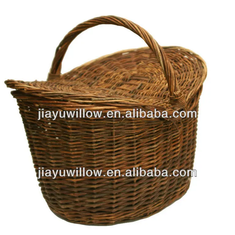 cheap firm oval wicker picnic baskets with handmade fabric