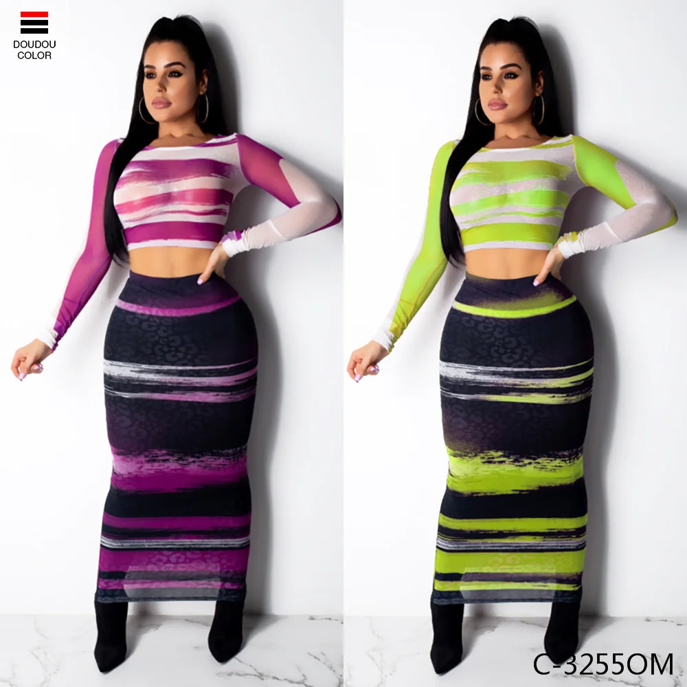 Women Fashion Crop Top Sexy Mesh Printed Long Sleeve 2 Piece Skirt Dress Clothing C-3255OM
Women Fashion Crop Top Sexy Mesh Printed Long Sleeve 2 Piece Skirt Dress Clothing C-3255OM