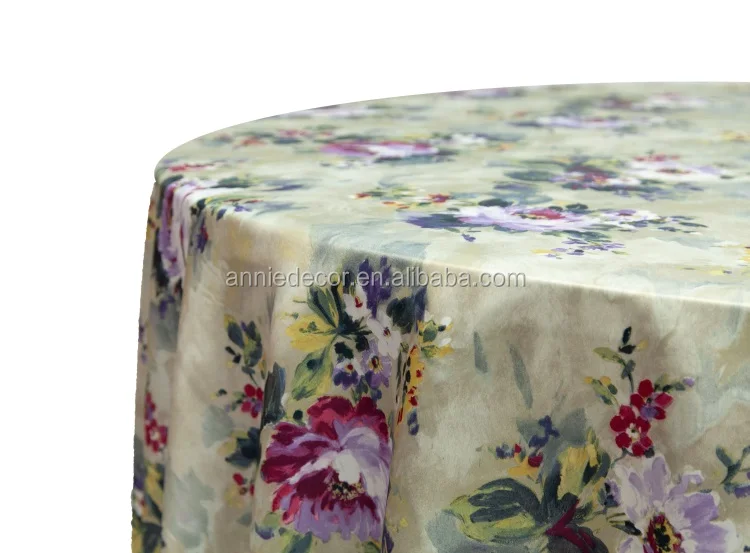 Flower print on Satin wedding home Table Cloth( Thinner or heavy)