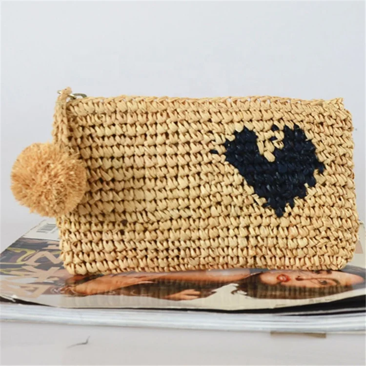Trendy Women Heart Embroidery Raffia Straw Beach Clutch Bag Evening Bag with Pom Pom Ball
Trendy Women Heart Embroidery Raffia Straw Beach Clutch Bag Evening Bag with Pom Pom Ball