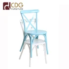 Stackable metal wedding chairs, cross X back design restaurant dining room chair