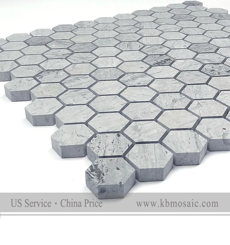 Azulejo De Mosaico De Mármol Hexagonal De 1 '',Azul,De Madera,Para