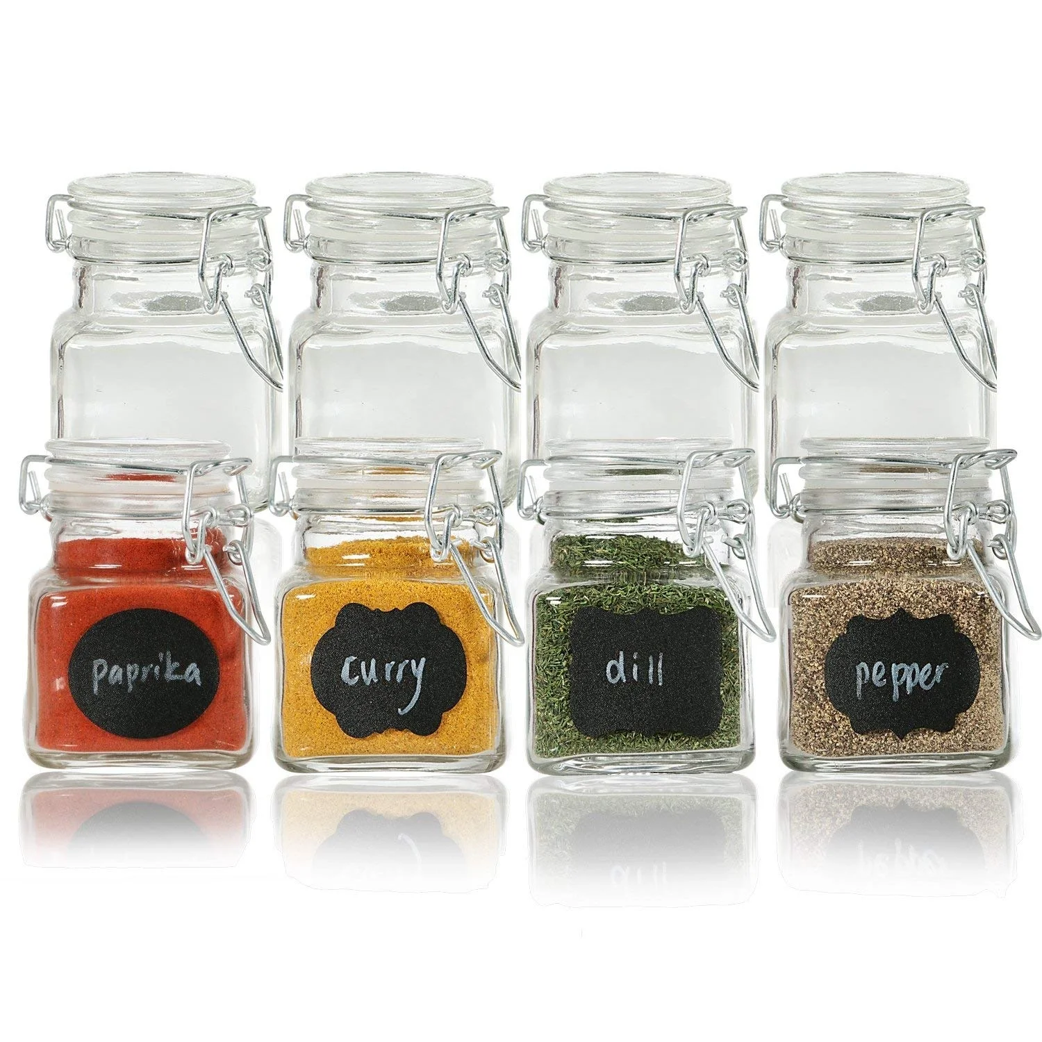 3oz Mini Square Clear Kitchen Storage Glass Spice Jar Container
