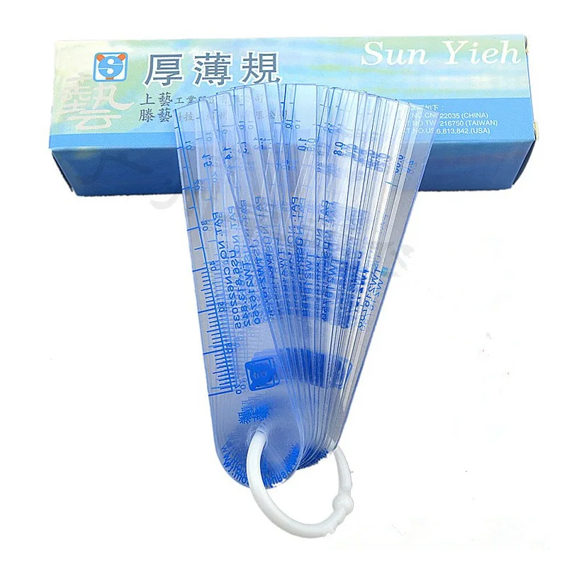 18pieces(0.05 to 1.5 mm) Transparent Filler Gauge Plastic Feeler Gauge, Blue and transparent
18pieces(0.05 to 1.5 mm) Transparent Filler Gauge Plastic Feeler Gauge, Blue and transparent