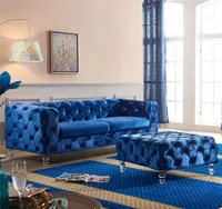 Dubai Fabric Velvet Leather Chesterfield Sofa
