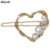Fashion Design Gold Heart With Pearl Clear Stone Fancy Hair clip For Woman