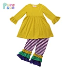 High quality knit cotton kids wear long sleeve baby clothing Mardi Gas 2pcs girl clothes for winter