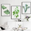 Wall Art Green Leaf Simple Life Painting Poster Framed Canvas Pictures Watercolor Prints Artwork Ready to Hang for Home Decor