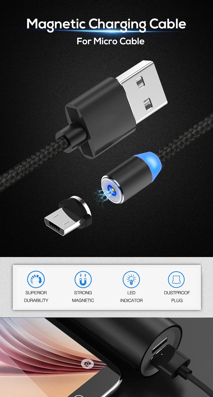 2018 Hot Sale Nylon Round Micro magnetic cable For Android Phone - ANKUX.COM