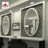 ip44 high quality wall mounted salon barber mirror with light beauty hair salon round wall mirrors