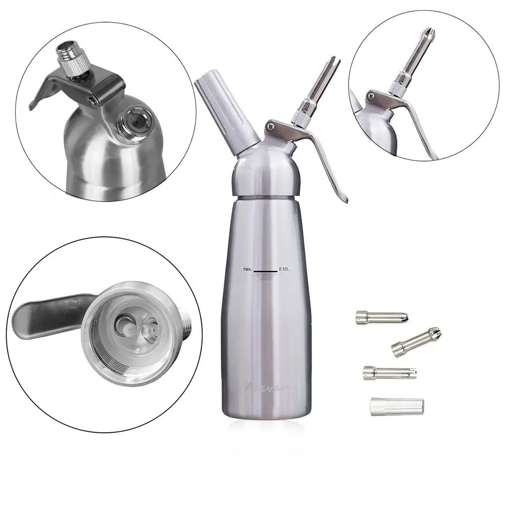Professional Aluminum Whipped Cream Dispenser Custom Cream Whipper, Silver, black, grey or customized
Professional Aluminum Whipped Cream Dispenser Custom Cream Whipper, Silver, black, grey or customized