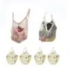 Qetesh Reusable And Organic Natural Long And Handle Cotton Mesh String Net Tote Shopping Bag