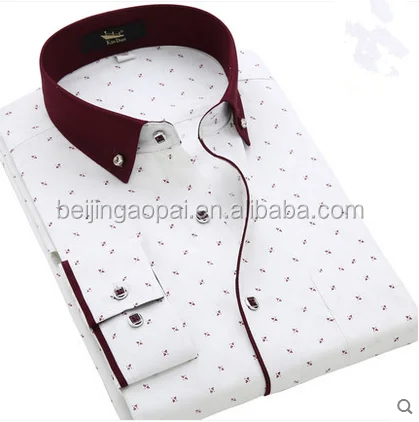 OEM factory fashionable contrast collar men formal shirt