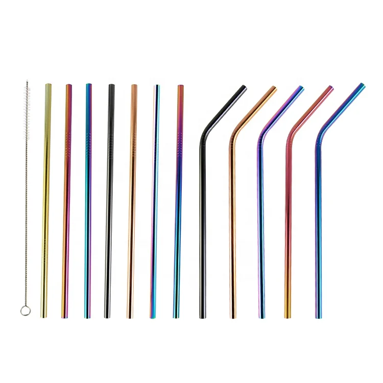 

Hot Sale Metal Reusable Drinking Stainless Steel Straws, Silver,gold,rose gold,rainbow,blue,purple