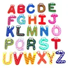 custom color mini cute letter rubber fridge magnet set wooden printed