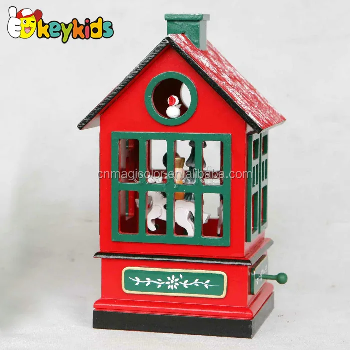 Wholesale customize best christmas gift wooden miniature music box for children W07B023B