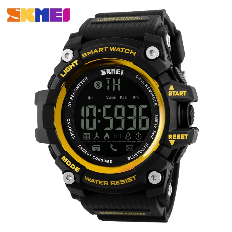

SKMEI 1227 Fashion LED Digital Bluetooth Smart Sport Men Watch 50M Waterproof Light Clock Male Watches for Man Relogio, 4 colors for choose from