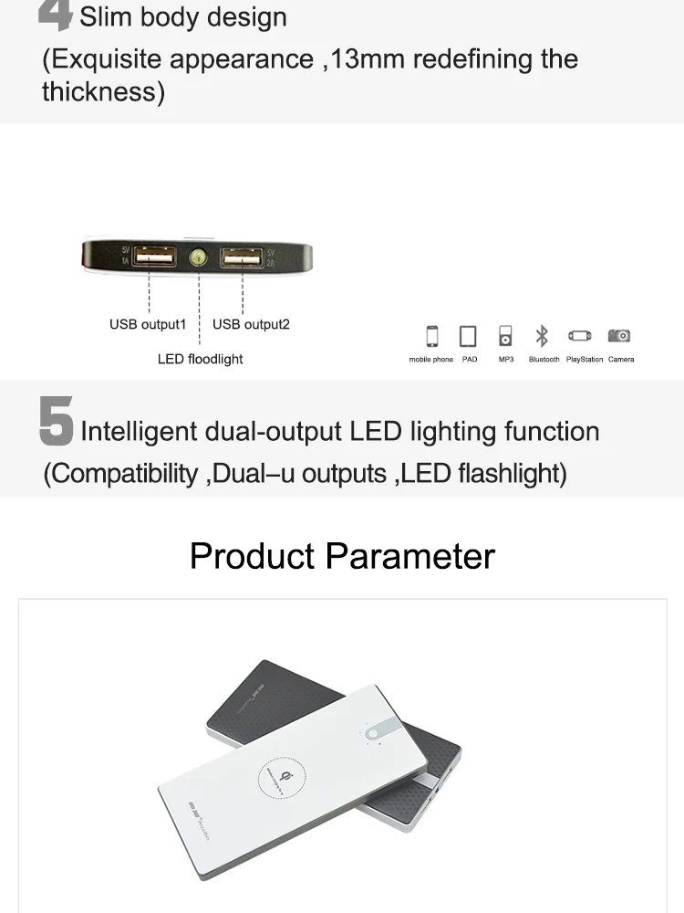 New Hot 20000 mAh Power Bank QI Universal Portable Smart Pad Wireless Charger Charging Pad with USB port - ANKUX.COM