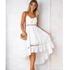 2018 Summer Boho High Low Women White Dresses
