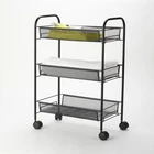 Honor 3-Tier Metal Mesh Rolling Trolley Cart Easy Moving