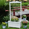 Flower Planter Box Trough With Trellis Garden Deck Patio Resin Wicker White