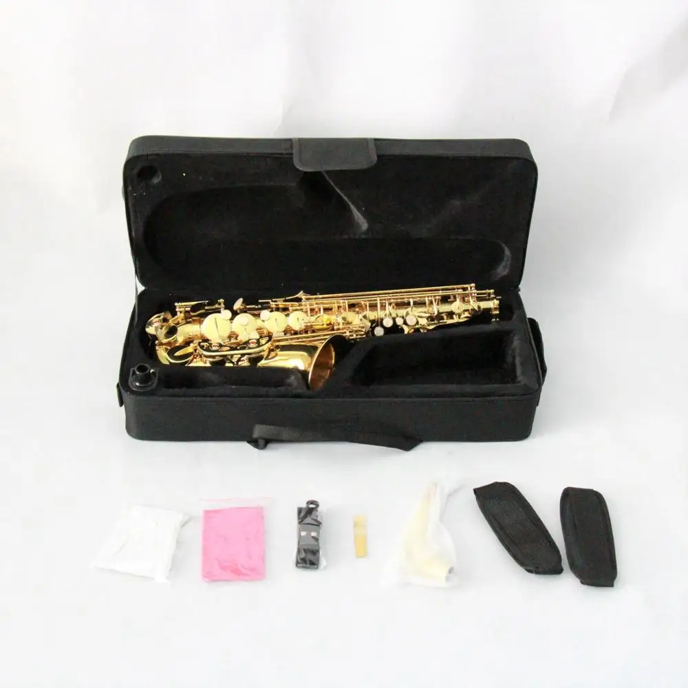 Hot Sale High Grade Student Yellow Brass Woodwind Beginner Golden Color OEM Cheap Price Eb Tone Saksafon Alto Saxophone