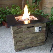 Crawford Outdoor Square Liquid Propane Fire Pit With Marble Top