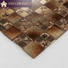 Luxury Rose Gold Crystal Glass Mix Stainless Steel Metal Pattern Decoration Mosaic Wall Tile