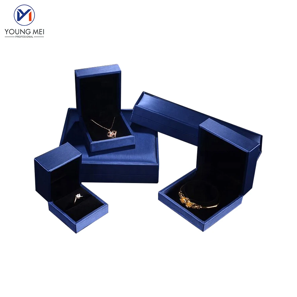 blue pu leather jewelry gift box wedding ring box jewelry