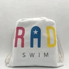 White Drawstring Cotton Backpack Bag For Swim Products