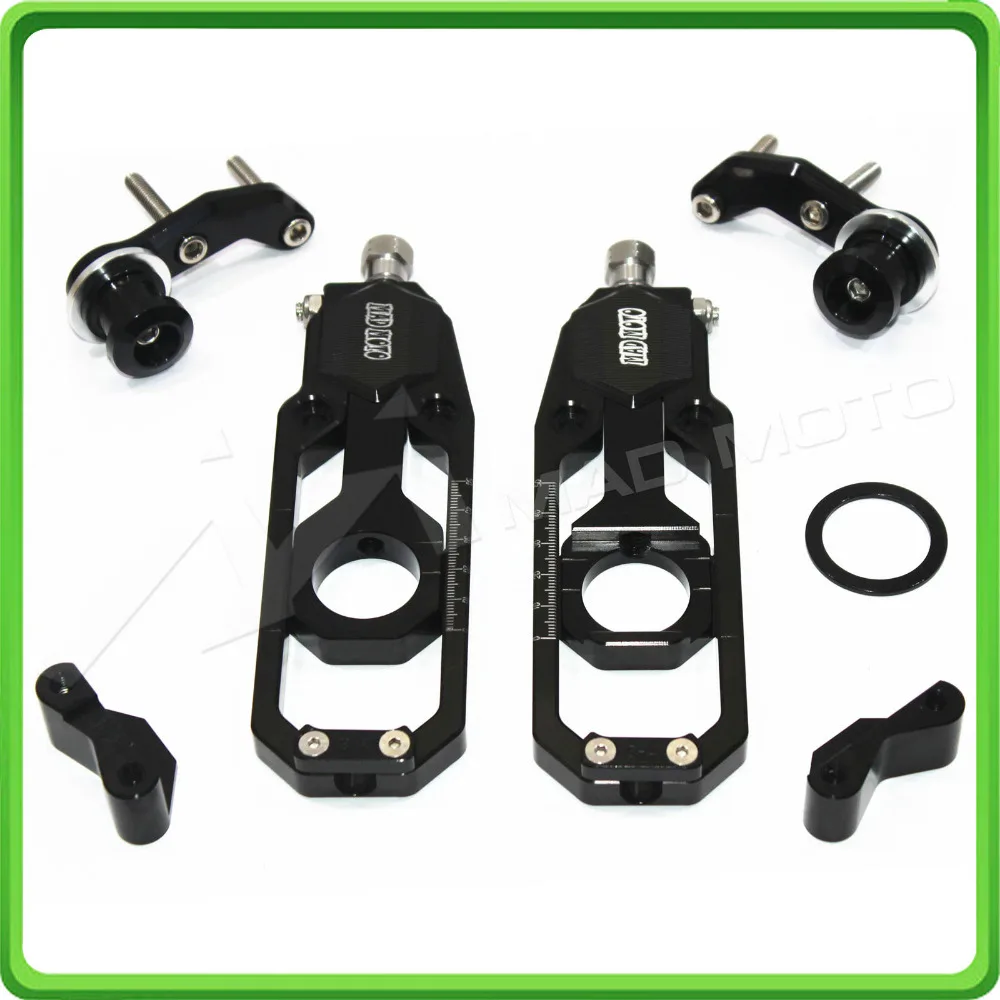 Motorcycle Chain Tensioner Adjuster with bobbins kit for Suzuki GSXR600 GSX-R750 2011 2012 2013 2014 2015 2016 Black (12)