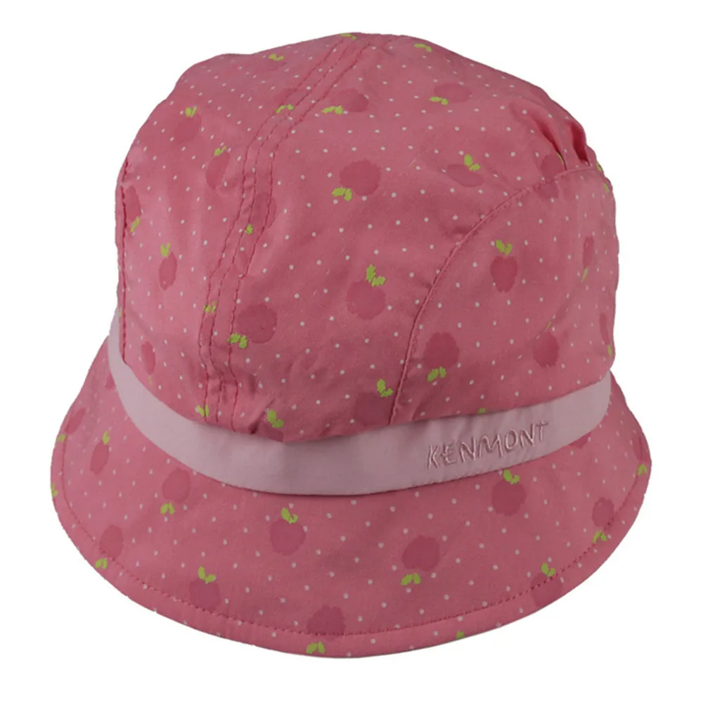 Kenmont brand Spring Summer Cute Baby Infant Girl 100% Cotton Bucket Sun Hats Boonie Cap Soft Fabric Pink Strawberry 0-1Y 0590