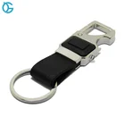 New Fashion LED Light Black Leather Metal Keyring