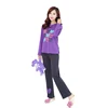New design elegant printed heart long pant and a sleeved pajamas,knitted cotton sleepwear for women