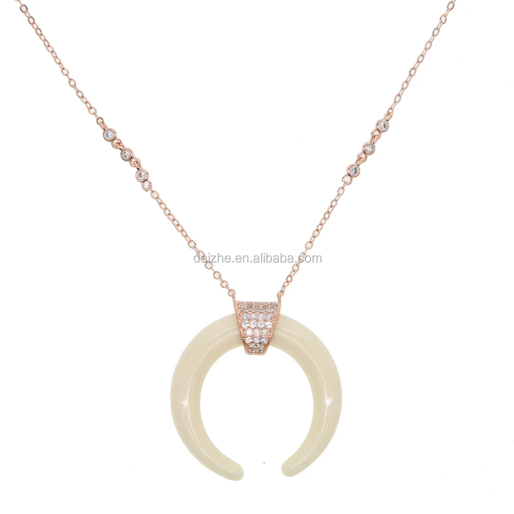 2021 fashion yellow gold silver horn charm necklace with rose gold plaged women moon shape jewelry, Black
2021 fashion yellow gold silver horn charm necklace with rose gold plaged women moon shape jewelry, Black