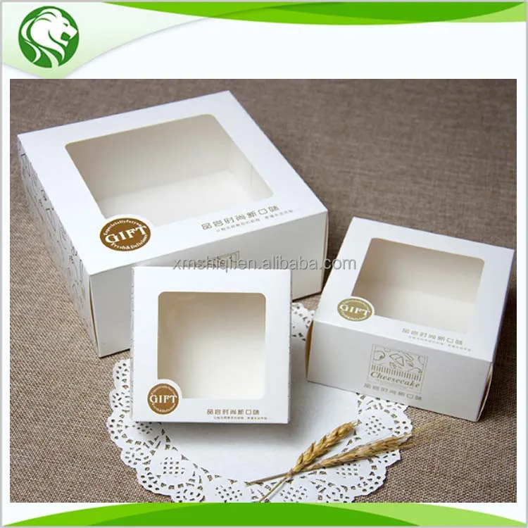 Custom printing logo paper package gift cheese cake box with pcv window