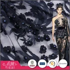 Latest design soft african 3d pearl heavy beaded embroidered fabric lace