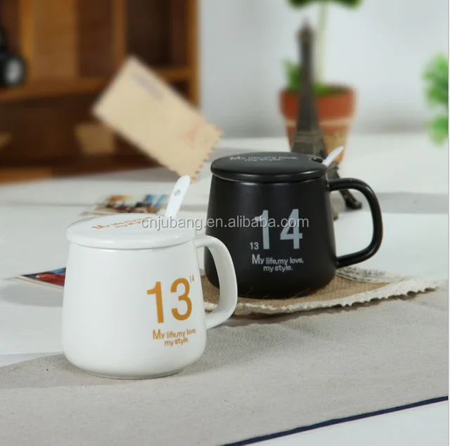 ceramic couple mugs / hand drawn coffee cups milk ceramic mug